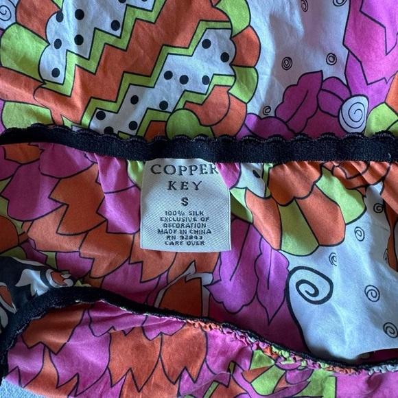 Vintage 100% silk copper key midi skirt - Picture 6 of 6